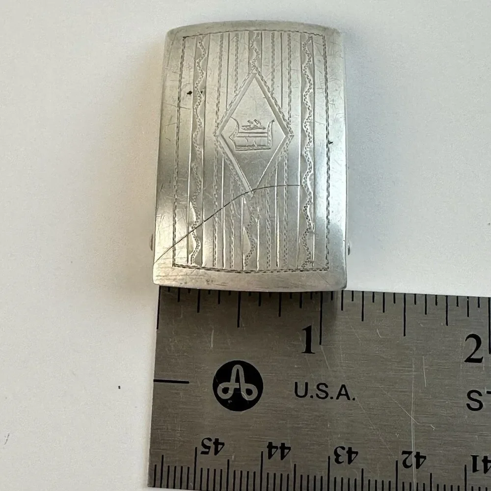 Antique 1920’s Art Deco Sterling Silver Belt Buckle Monogrammed Slide Friction